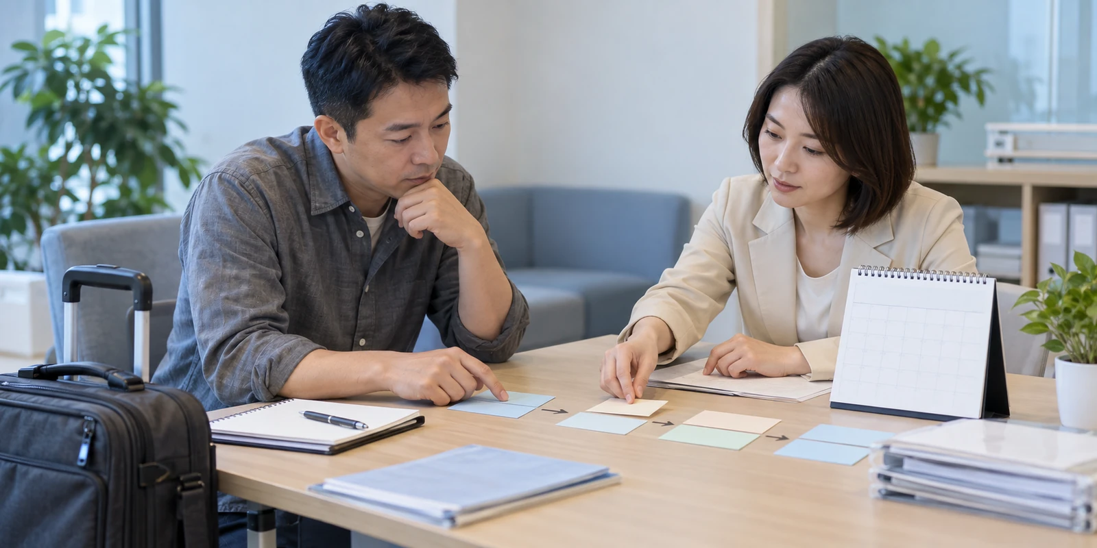 亲子鉴定成年人通过电话核对到访行程和时间安排 成年人在咨询桌前核对亲子鉴定到访与时间安排