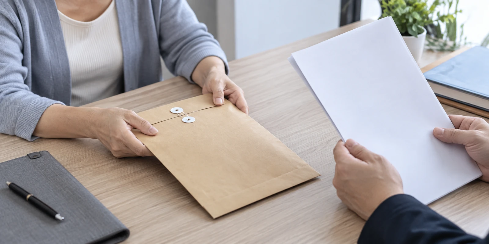 亲子鉴定客户在交付窗口核对纸质报告封套和资料 客户在交付窗口核对亲子鉴定纸质报告封套和资料