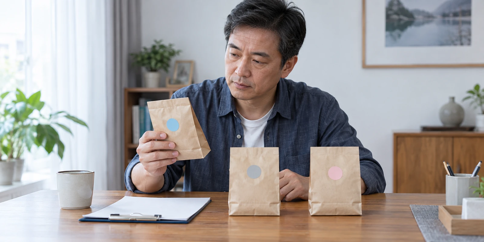亲子鉴定工作人员核对分开包装的样本与对应标记 工作人员核对分开包装的亲子鉴定样本与对应标记