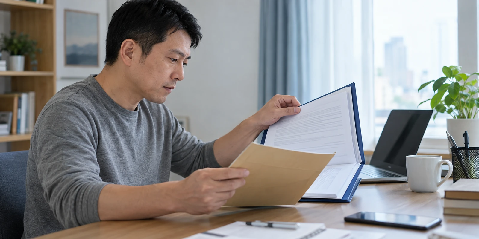 成年人查看亲子鉴定报告文件并核对对应资料